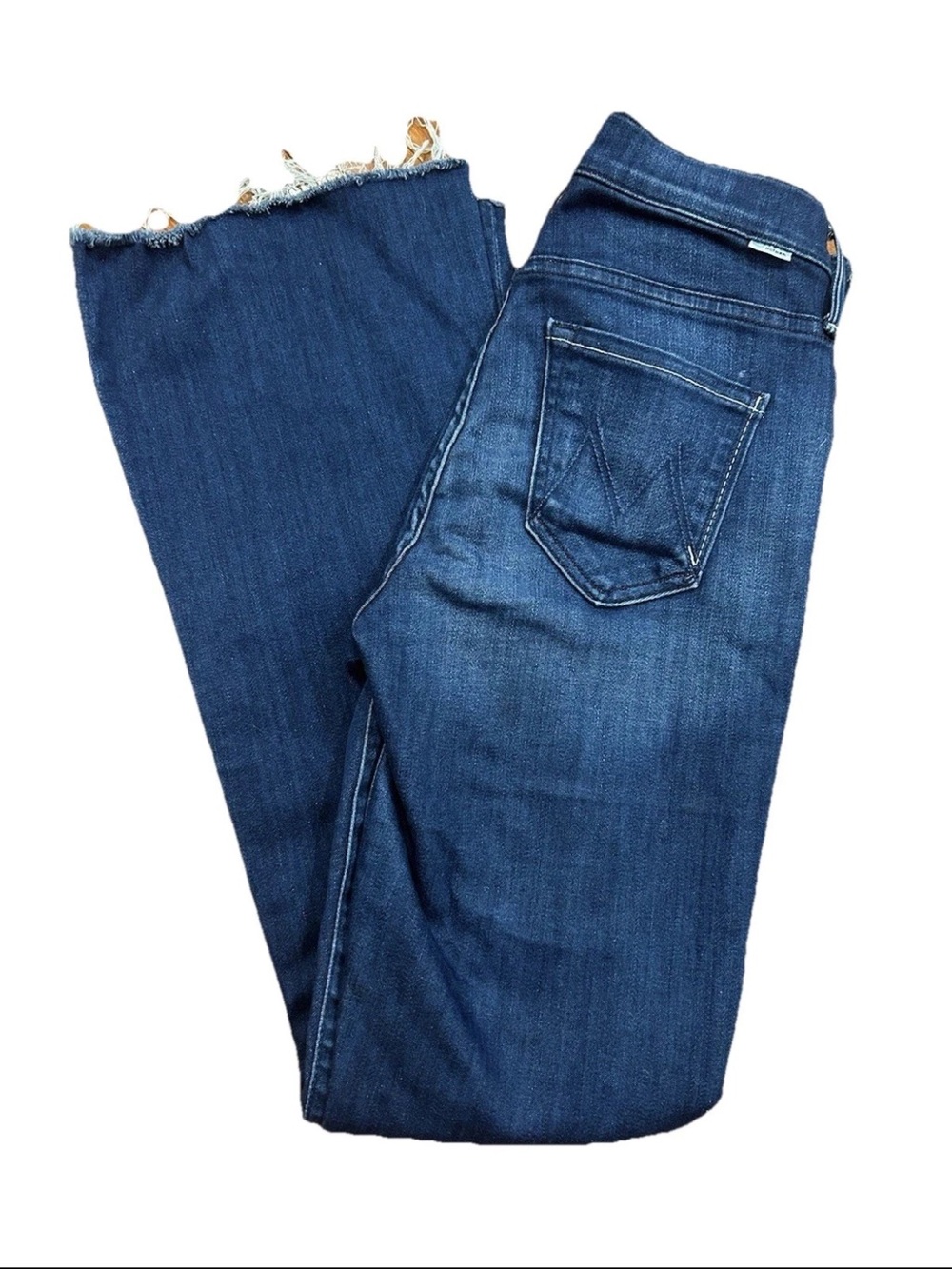 MOTHER The Weekender Fray Jeans Women Size 25 Dark Wash Bootcut Flare Denim - Picture 3 of 13